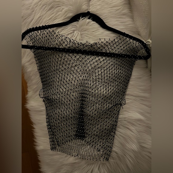 Rhinestone Studded Detail Sheer Top - Picture 3 of 3